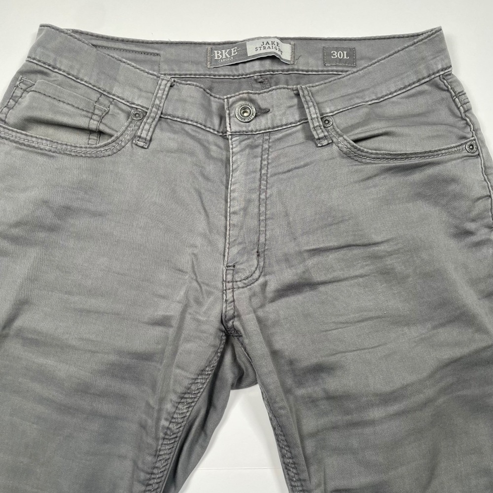 BKE Casuals Jake Straight Gray Chino Pants Mens 30L Stretch Cotton Five Pocket - Picture 8 of 9